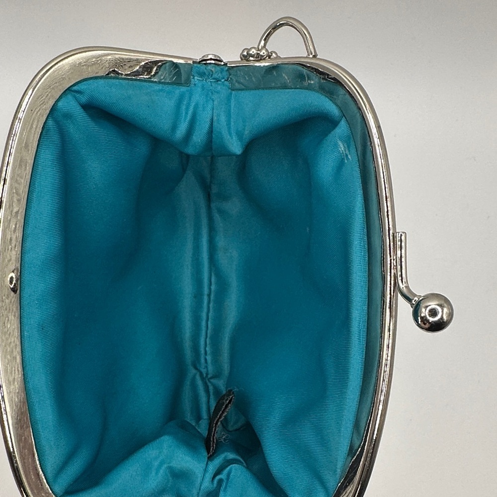 Coach Metallic Silver Kiss Lock Coin Pouch - Picture 7 of 8